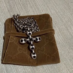 Gucci Black Cross Pendant Necklace